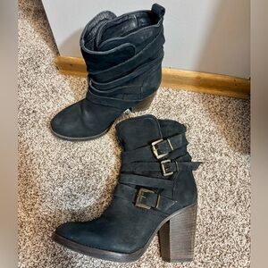 Steve Madden Yale Heeled ankle boots, black leather, size 7.5